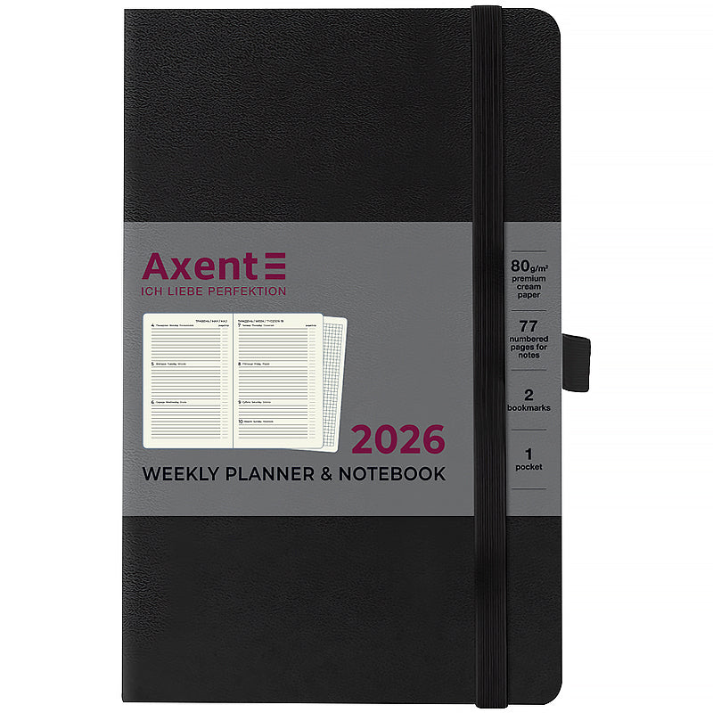 Еженедельник 2026 Axent Partner Strong 8505-26-01-A, 125*195, черный