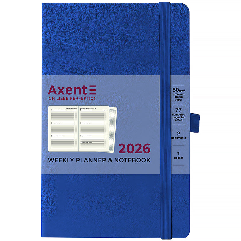 Еженедельник 2026 Axent Partner Strong 8505-26-38-A, 125*195, классический синий