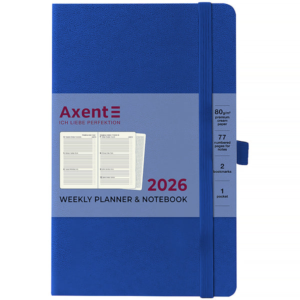Еженедельник 2026 Axent Partner Strong 8505-26-38-A, 125*195, классический синий