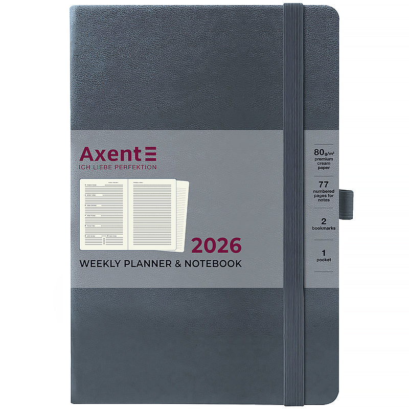 Еженедельник 2026 Axent Prime Strong 8507-26-62-A, 145*210, серый