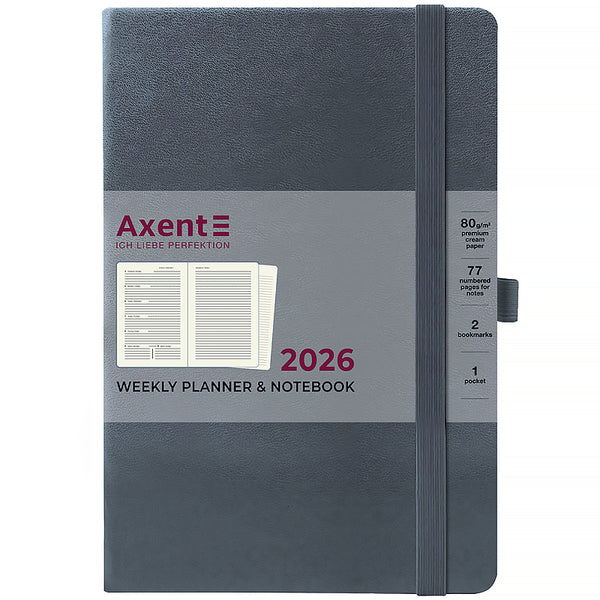 Еженедельник 2026 Axent Prime Strong 8507-26-62-A, 145*210, серый