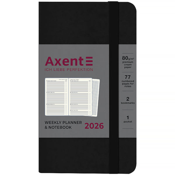 Еженедельник 2026 Axent Pocket Strong 8508-26-01-A, 90*150, черный