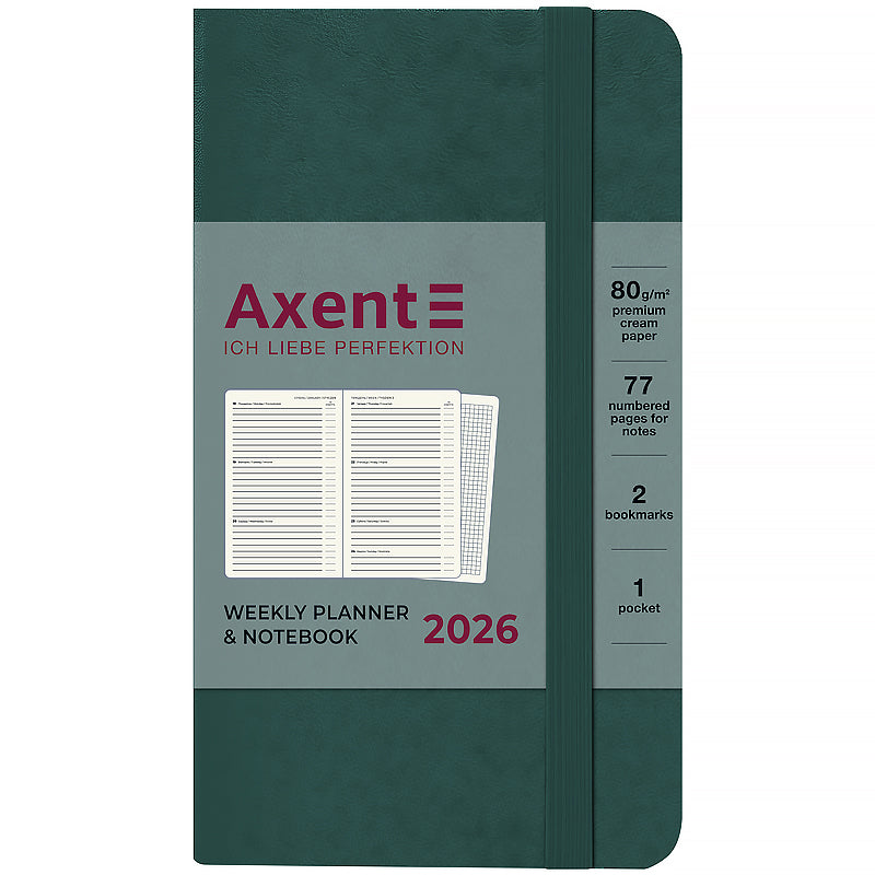 Щотижневик 2026 Axent Pocket Strong 8508-26-31-A, 90*150, малахітовий