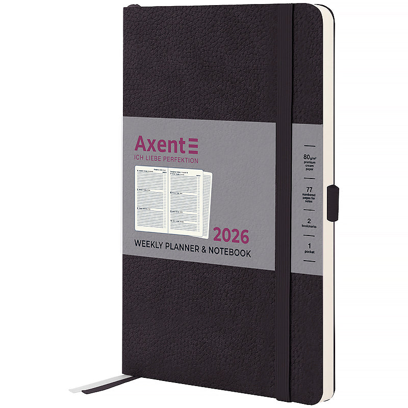 Еженедельник 2026 Axent Partner Soft Skin 8509-26-01-A, 125*195, чёрный