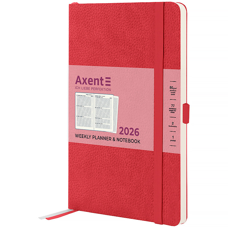 Еженедельник 2026 Axent Partner Soft Skin 8509-26-06-A, 125*195, красный