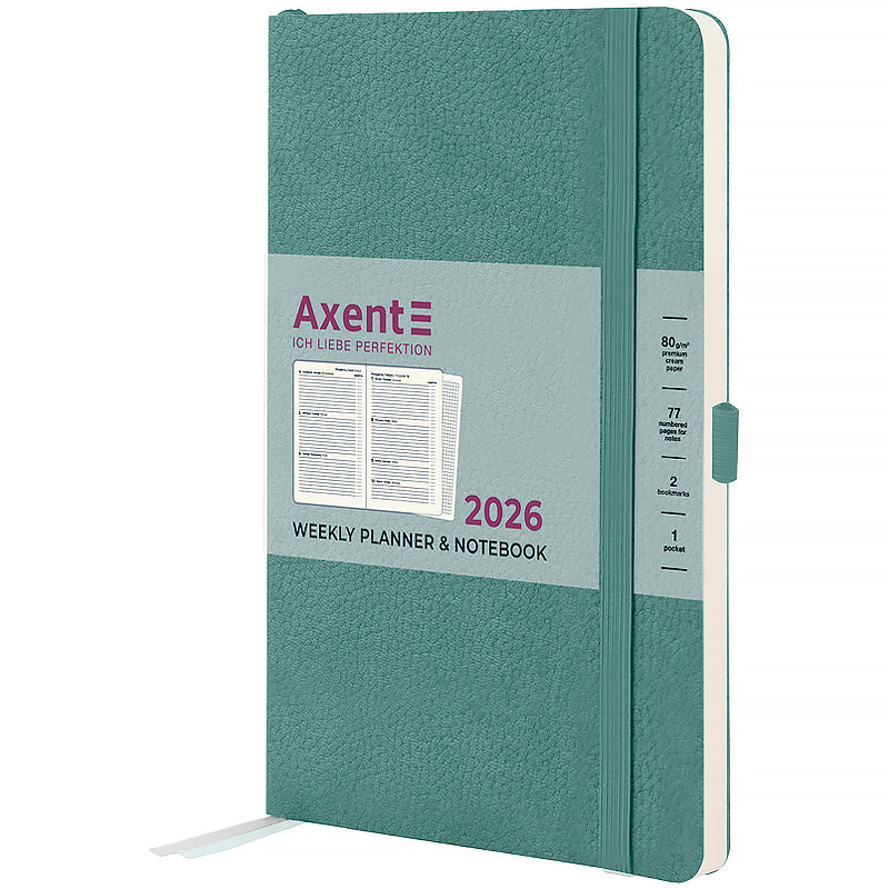 Еженедельник 2026 Axent Partner Soft Skin 8509-26-48-A, 125*195, серо-лазурный