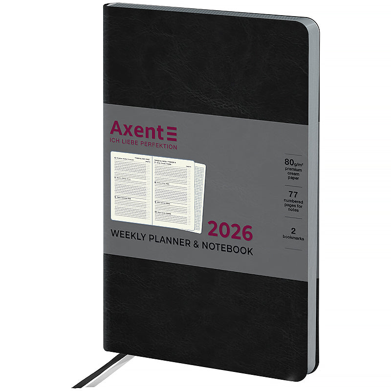 Еженедельник 2026 Axent Partner City Soft 8521-26-01-A, 125*195, чёрный