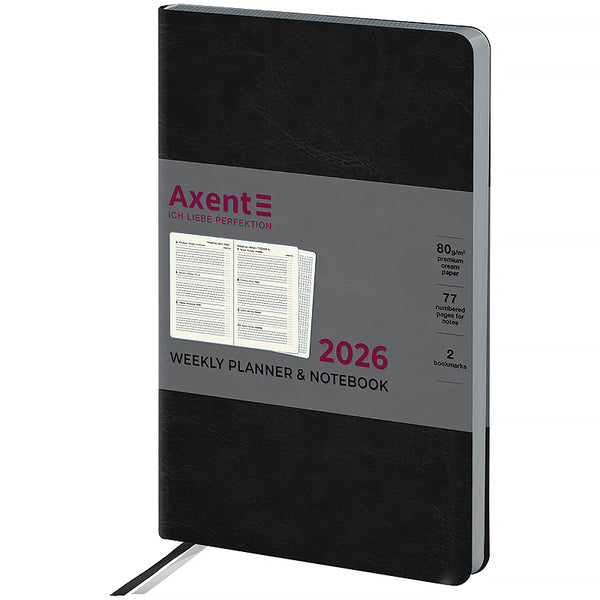 Еженедельник 2026 Axent Partner City Soft 8521-26-01-A, 125*195, чёрный