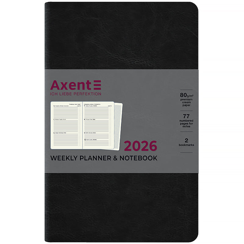 Еженедельник 2026 Axent Partner City Soft 8521-26-01-A, 125*195, чёрный