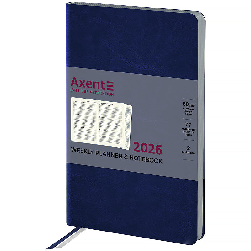 Еженедельник 2026 Axent Partner City Soft 8521-26-02-A, 125*195, синий