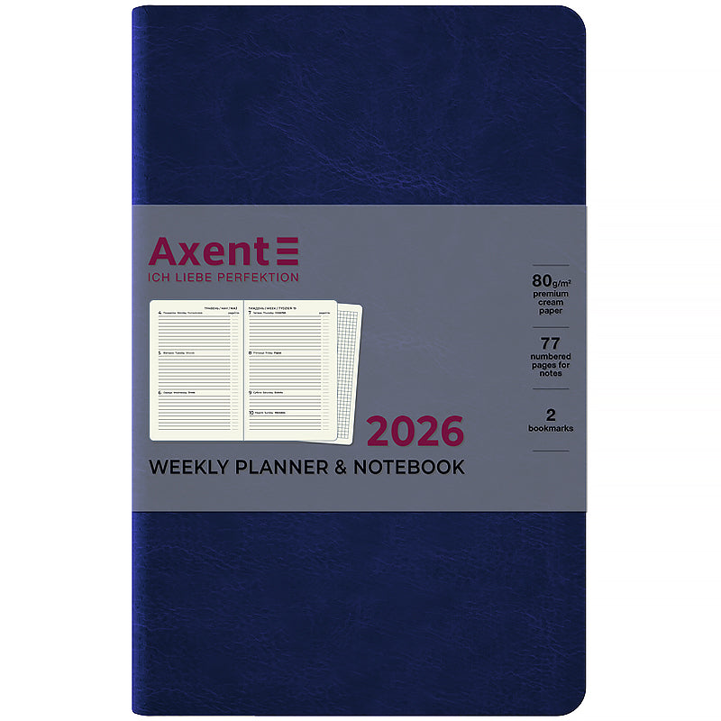 Еженедельник 2026 Axent Partner City Soft 8521-26-02-A, 125*195, синий