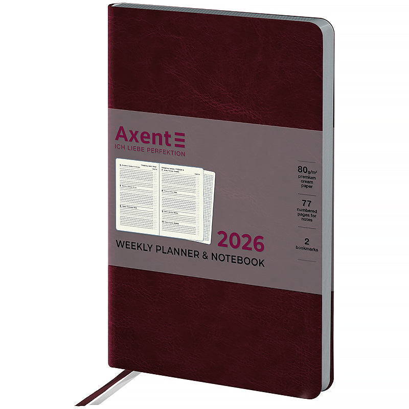 Еженедельник 2026 Axent Partner City Soft 8521-26-05-A, 125*195, коричневый