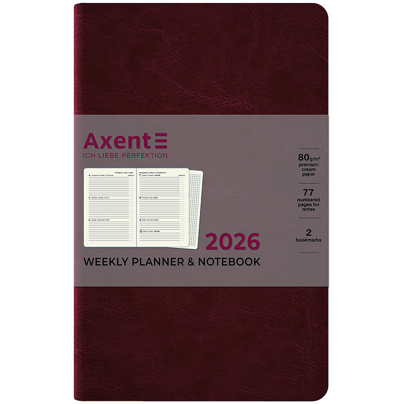 Еженедельник 2026 Axent Partner City Soft 8521-26-05-A, 125*195, коричневый