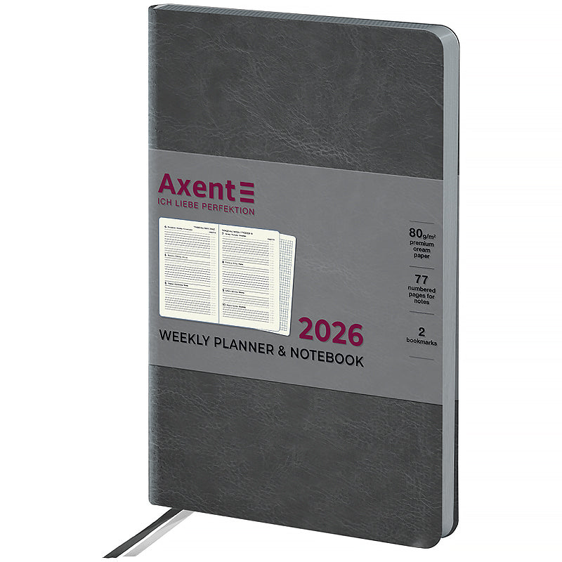 Еженедельник 2026 Axent Partner City Soft 8521-26-06-A, 125*195, серый
