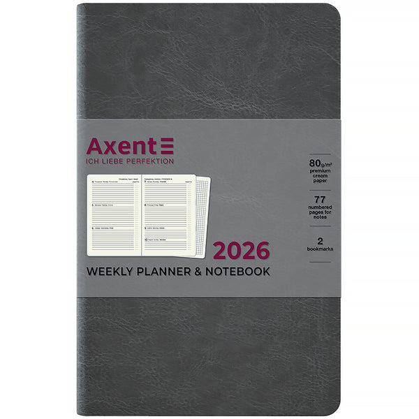 Еженедельник 2026 Axent Partner City Soft 8521-26-06-A, 125*195, серый