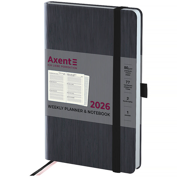 Еженедельник 2026 Axent Partner Lines 8515-26-01-A, 125*195, чёрный