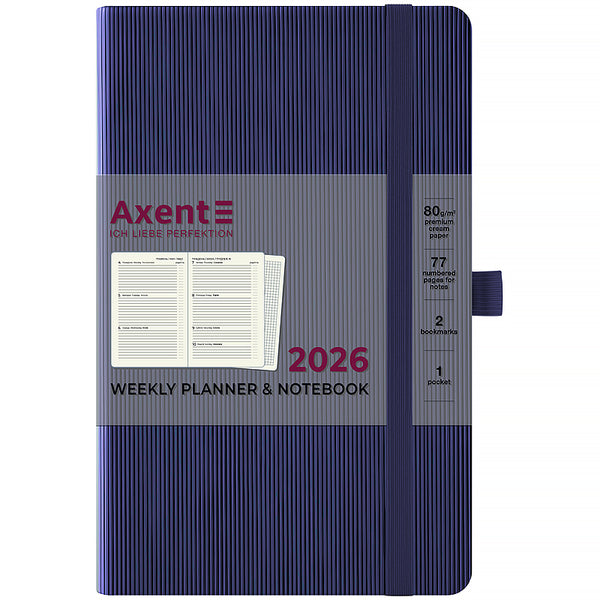 Еженедельник 2026 Axent Partner Lines 8515-26-02-A, 125*195, тёмно-синий