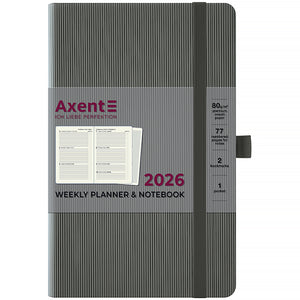 Еженедельник 2026 Axent Partner Lines 8515-26-03-A, 125*195, серый