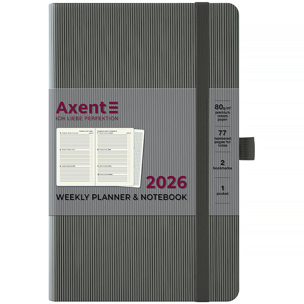 Еженедельник 2026 Axent Partner Lines 8515-26-03-A, 125*195, серый