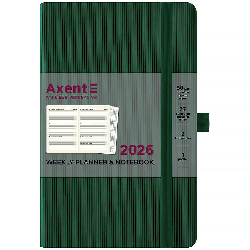 Щотижневик 2026 Axent Partner Lines 8515-26-23-A, 125*195, темно-зелений