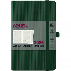 Еженедельник 2026 Axent Partner Lines 8515-26-23-A, 125*195, тёмно-зелёный