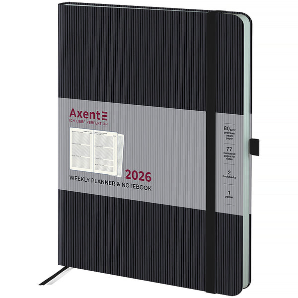 Еженедельник 2026 Axent Grand Lines 8531-26-01-A, 195*255, чёрный