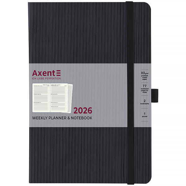 Еженедельник 2026 Axent Grand Lines 8531-26-01-A, 195*255, чёрный