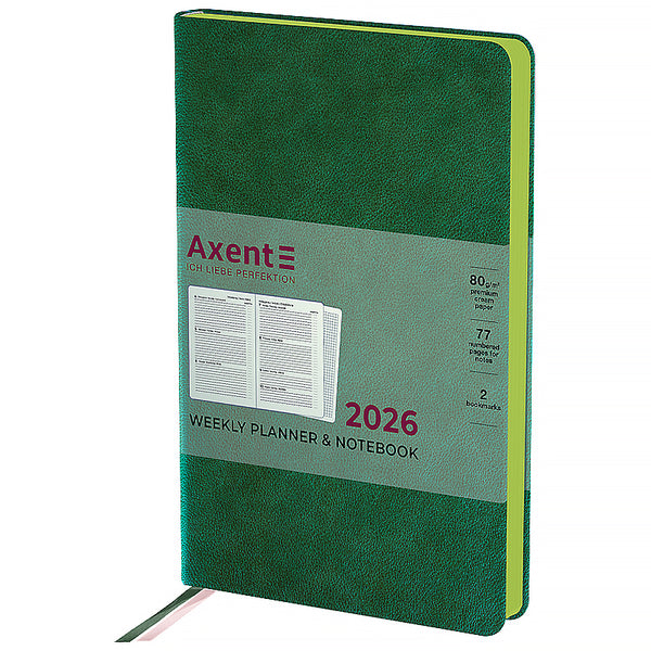 Еженедельник 2026 Axent Partner Soft Muse 8527-26-2-A, 125*195, зелёный