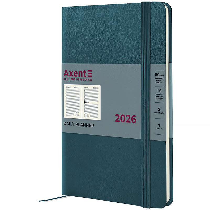 Ежедневник 2026 Axent Partner Strong 8819-26-31-A, 145*210, малахитовый