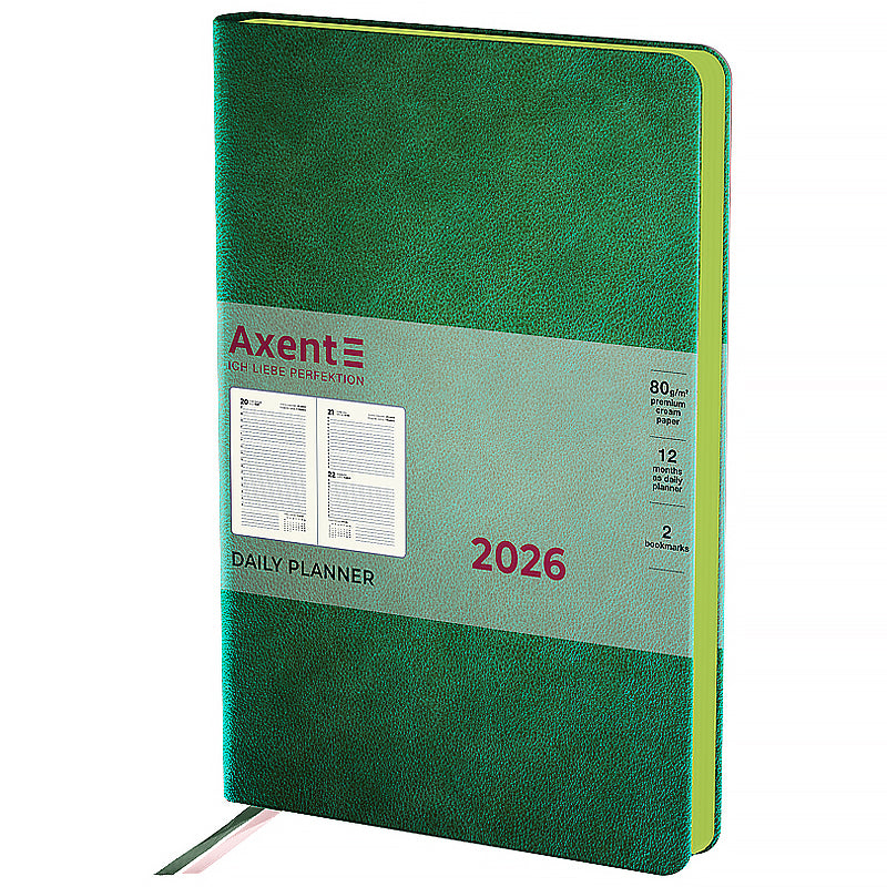 Ежедневник 2026 Axent Partner Soft Muse 8827-26-2-A, 145*210, зелёный