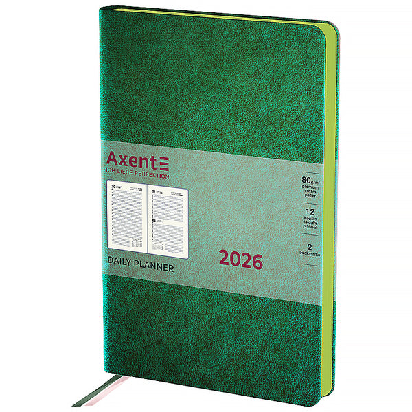 Ежедневник 2026 Axent Partner Soft Muse 8827-26-2-A, 145*210, зелёный