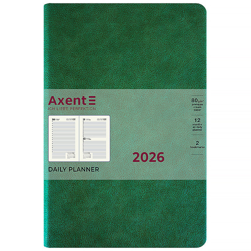 Ежедневник 2026 Axent Partner Soft Muse 8827-26-2-A, 145*210, зелёный