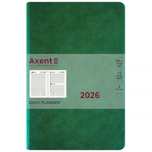 Ежедневник 2026 Axent Partner Soft Muse 8827-26-2-A, 145*210, зелёный