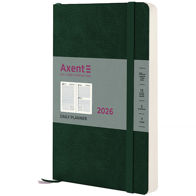 Ежедневник 2026 Axent Partner Soft Skin 8810-26-23-A, 145*210, тёмно-зелёный