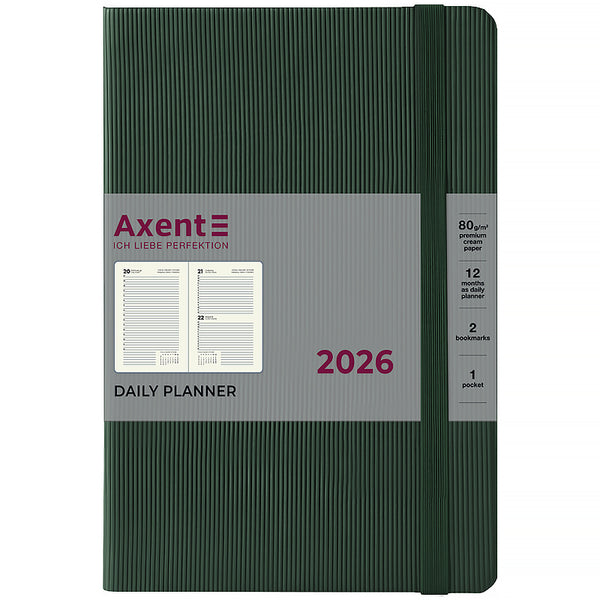 Ежедневник 2026 Axent Partner Lines 8815-26-23-A, 145*210, тёмно-зелёный