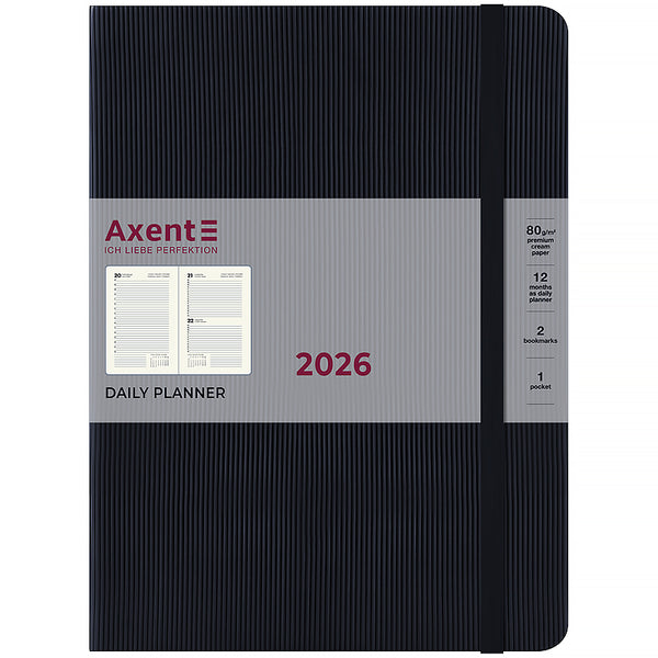 Ежедневник 2026 Axent Grand Lines 8831-26-01-A, 195*255, чёрный