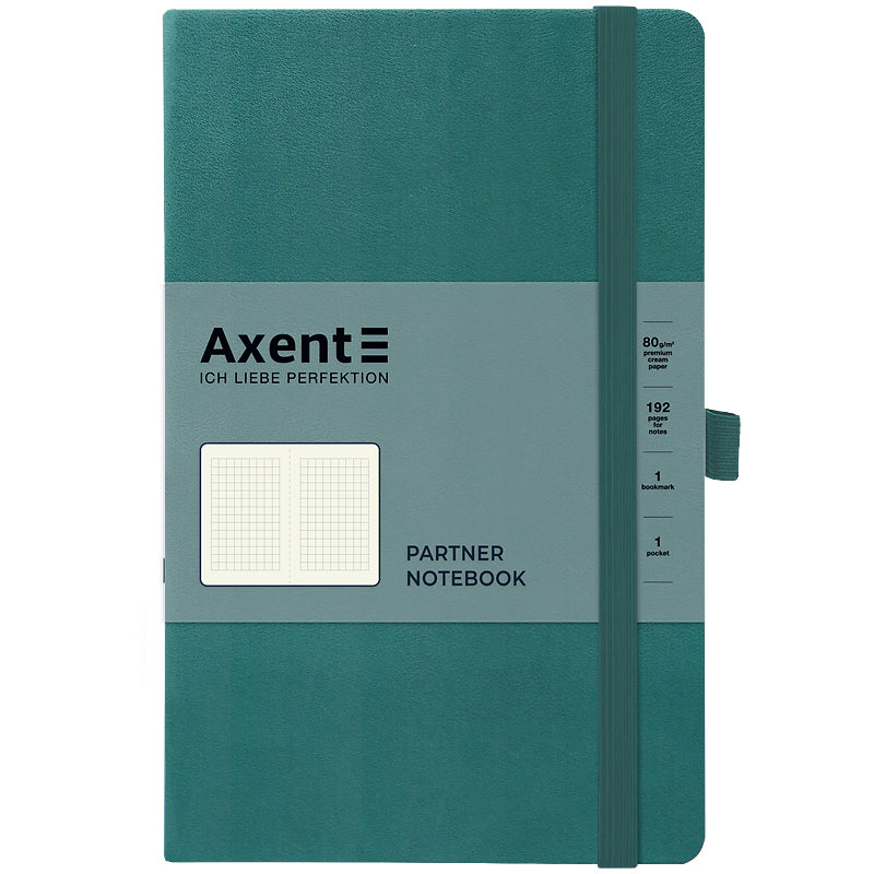 Книга записна Axent Partner 8201-63-A, 125x195 мм, 96 аркушів, клітинка, лазурна