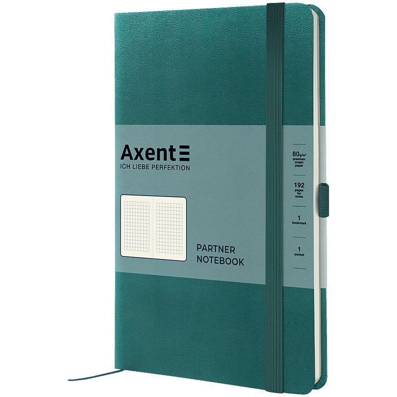 Книга записна Axent Partner 8201-63-A, 125x195 мм, 96 аркушів, клітинка, лазурна