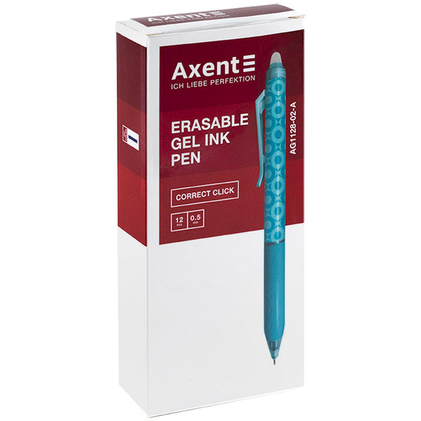 Ручка гелева автоматична "пиши-стирай" Axent Correct Click AG1128-02-A, 0.5 мм, синя
