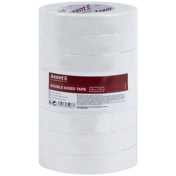 Стрічка клейка двостороння Axent 3102-A, 18 мм х 10 м
