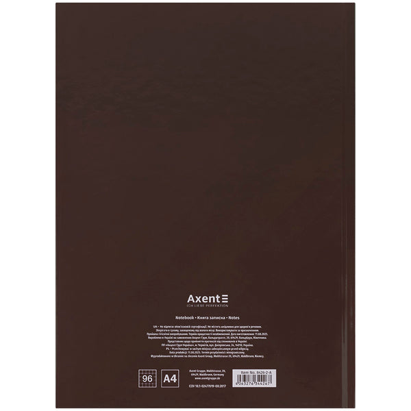 Книга записна Axent One color 8426-2-A, А4- 203*273 мм, 96 аркушів, клітинка, зелена