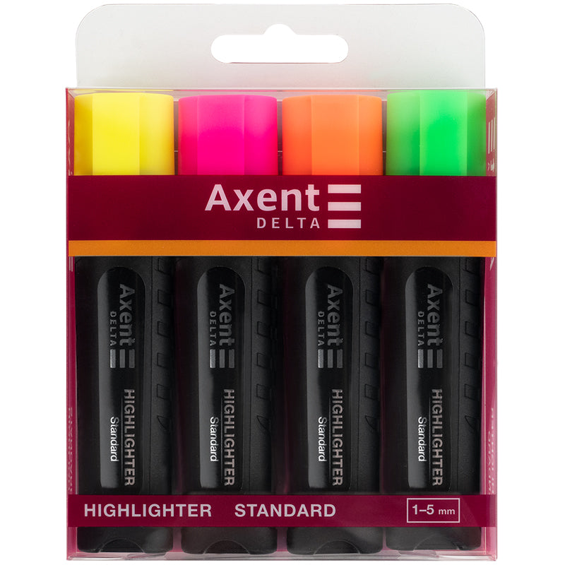 Маркер AxentDelta Highlighter Standard D2505-40, 1-5 мм, клиноподібний асорті