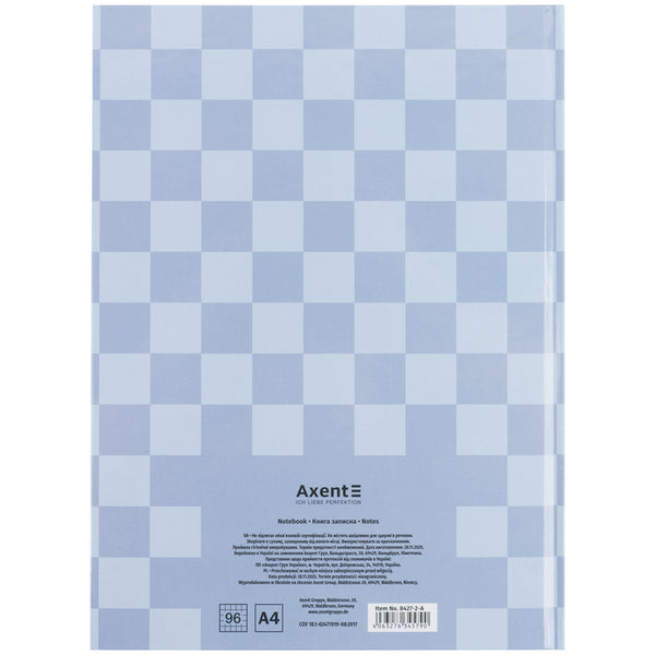 Книга записна Axent Mosaic, 8427-2-A, А4- 203*273 мм, 96 аркушів, клітинка, сіра