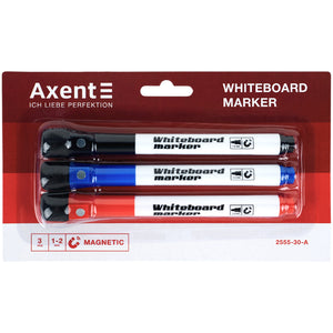 Маркер Axent Whiteboard Magnetic 2555, 1-2 мм, круглий, набір 3 кольорів