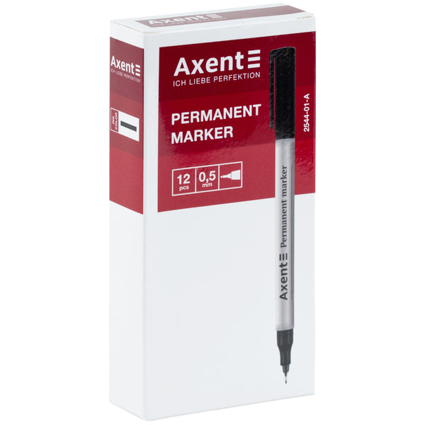 Маркер Axent Permanent 2544-01-A, 0,5 мм, круглый, чёрный