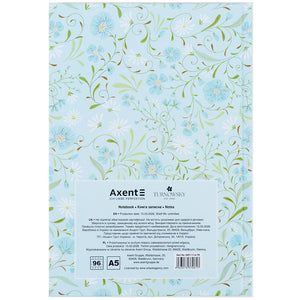 Книга записна Axent Turnowsky Floral 2 8457-11-A-TR, А5, 96 аркушів, клітинка, тверда обкладинка