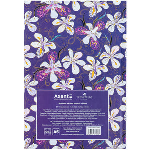 Книга записная Axent Turnowsky Floral 5 8457-14-A-TR, А5, 96 листов, клетка, твердая обложка