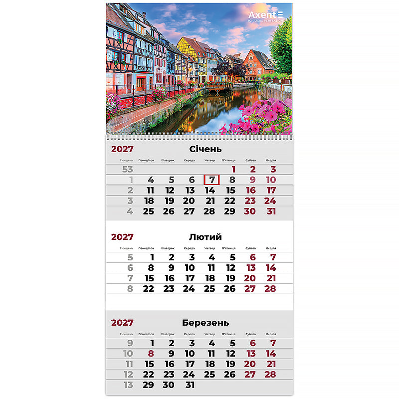 Календарь настенный квартальный 2027 Axent Romantic 3 8801-27-15-A, 1 пружина