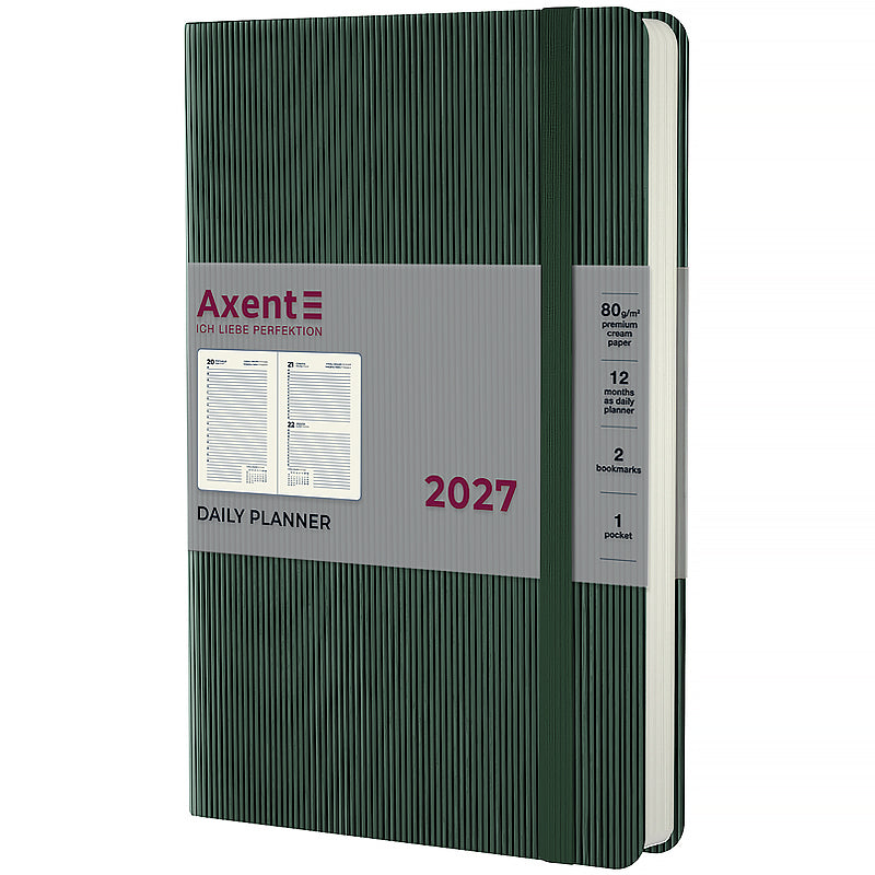 Ежедневник 2027 Axent Partner Lines 8815-27-23-A, 145*210, тёмно-зелёный