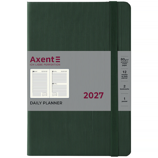 Ежедневник 2027 Axent Partner Lines 8815-27-23-A, 145*210, тёмно-зелёный